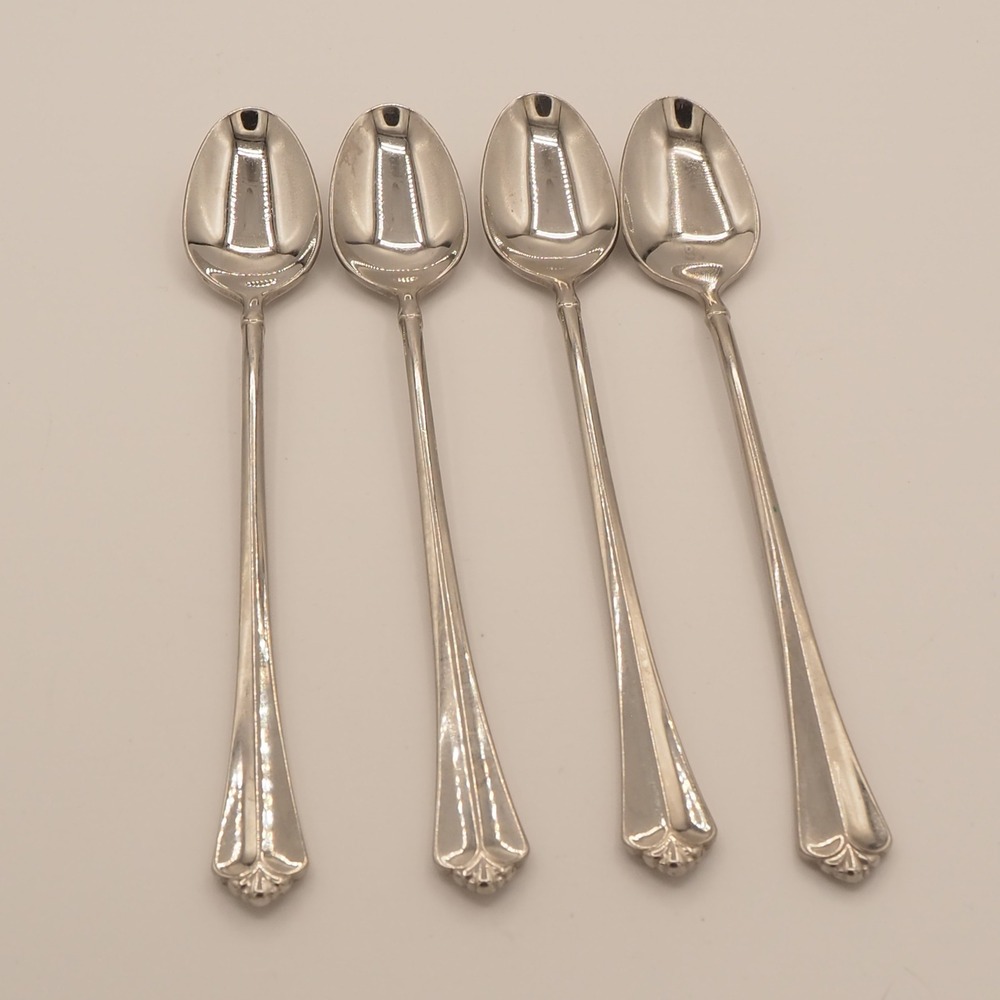 Onieda Juilliard Cube Heirloom Glossy Stainless Flatware Set of 4 Iced Teaspoons